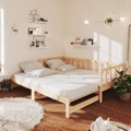 Sofá-cama com Gavetão 90x200 cm Madeira de Pinho Maciça