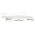 Sofá-cama com Gavetão 90x200 cm Madeira de Pinho Maciça Branco
