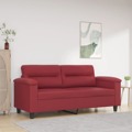Sofá de 2 Lugares 140 cm Couro Artificial Vermelho Tinto