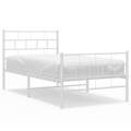 Estrutura de Cama com Cabeceira e Pés 90x200 cm Metal Branco