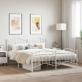 Estrutura de Cama com Cabeceira e Pés 183x213 cm Metal Branco