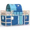 Cama Alta para Criança com Túnel 80x200 cm Pinho Maciço Azul