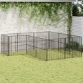 Parque para Cães com 12 Painéis Aço Galvanizado Preto