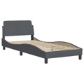 Estrutura de Cama C/ Cabeceira 90x190 cm Veludo Cinzento-escuro