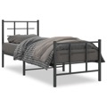 Estrutura de Cama com Cabeceira e Pés 75x190 cm Metal Preto