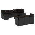 Conjunto Sofás de Jardim C/ Almofadões Vime Pe Preto 11 pcs