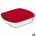 Lancheira Retangular com Tampa ô Cuisine Cook & Store Vermelho 2,5 L 28 X 20 X 8 cm Silicone Vidro (5 Unidades)