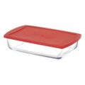 Lancheira Borcam Vermelho Transparente Vidro de Borosilicato 1,3 L (4 Unidades)