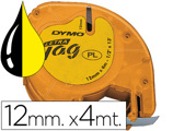 Fita Dymo 12mmx4mt -preto/amarelo Forte para Máquina Letratag