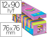 Bloco de Notas Adesiva Post-it Super Sticky 76x76 mm 90 Folhas Cores Sortidas Pack de 21 + 3