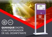 Quiosque Digital com Dispensador Gel Desinfetante Covid-19