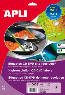 Etiquetas Cd-dvd com Qualidade Fotografica Ext ø 117 Int ø 41