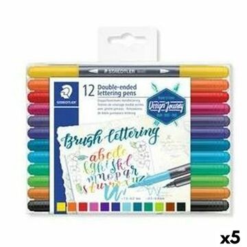 Conjunto de Canetas de Feltro Staedtler Lettering Ponta Dupla (5 Unidades)