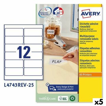 Etiquetas para Impressora Avery L4743REV 99,1 X 42,3 mm Branco 25 Folhas (5 Unidades)
