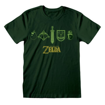 Camisola de Manga Curta Unissexo The Legend Of Zelda Icons Verde-escuro S