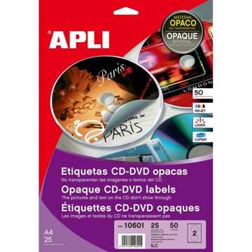 Adesivos/etiquetas Apli 10601 Circular Cd/dvd Branco 25 Folhas