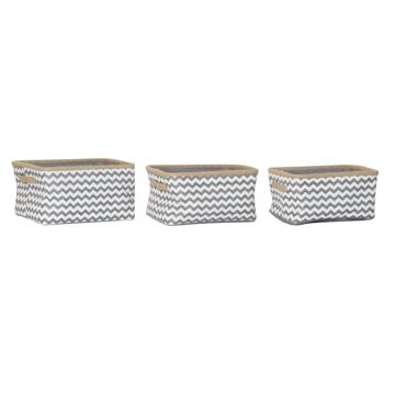 Conjunto de Cestas Dkd Home Decor Poliéster Jute Zig-zag Boho (3 Pcs)