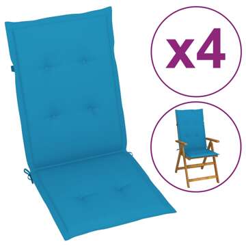 Almofadões para Cadeiras de Jardim 4 pcs 120x50x3 cm Azul