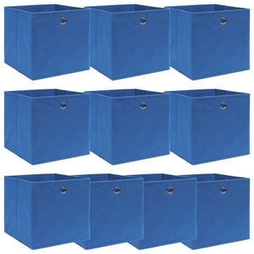 Caixas de Arrumação 10 pcs 32x32x32 cm Tecido Azul