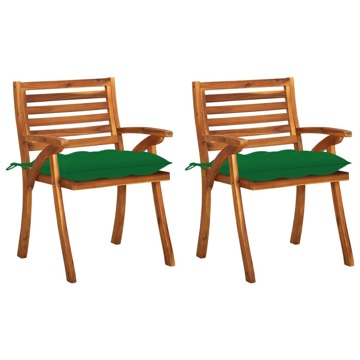Cadeiras de Jantar Jardim C/ Almofadões 2 pcs Acácia Maciça