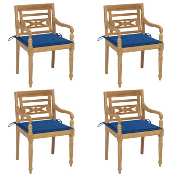 Cadeiras Batávia com Almofadões 4 pcs Madeira de Teca Maciça