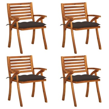 Cadeiras de Jardim C/ Almofadões 4 pcs Madeira de Acácia Maciça