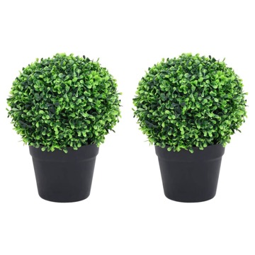 Plantas Bolas de Buxo Artificiais C/ Vasos 2 pcs 27 cm Verde