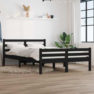 Estrutura de Cama King 150x200 cm Madeira Maciça Preto