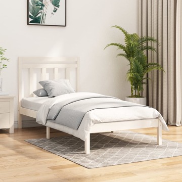 Estrutura de Cama 90x200 cm Madeira Maciça Branco