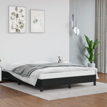 Estrutura de Cama 140x190 cm Couro Artificial Preto