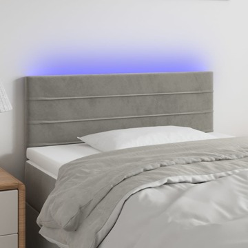 Cabeceira de Cama C/ Luzes LED Veludo 80x5x78/88 cm Cinza-claro