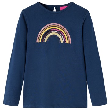 T-shirt Manga Comprida P/ Criança Estampa Arco-íris Azul-marinho 104