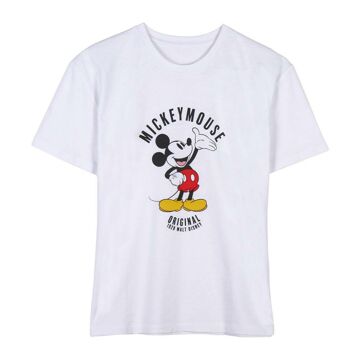 Camisola de Manga Curta Mulher Mickey Mouse Branco S
