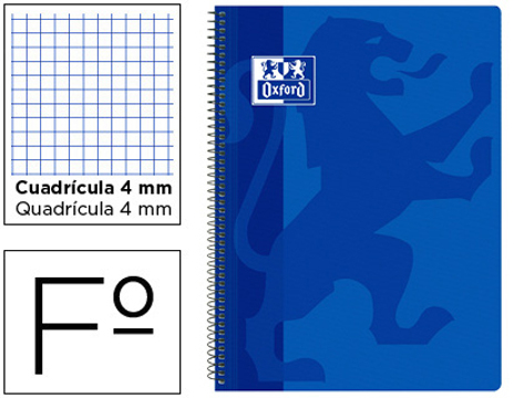 Caderno Espiral Oxford School Classic Capa Polipropileno Folio 80 Folhas Quadricula 4 mm com Margem Azul Marinho