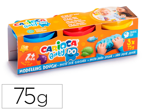 Pasta de Modelar Carioca Baby Dough Frasco 75 G Set de 3 Cores Sortidas