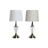 Lâmpada de Mesa Home Esprit Branco Bege Metal Cristal 35 X 35 X 69 cm (2 Unidades)