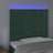 Cabeceira de Cama C/ LED Veludo 100x5x118/128 cm Verde-escuro