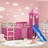 Cama Alta para Criança com Torre 80x200 cm Pinho Maciço Rosa