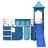 Cama Alta para Criança com Torre 90x190 cm Pinho Maciço Azul