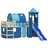 Cama Alta para Criança com Torre 80x200 cm Pinho Maciço Azul