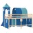 Cama Alta para Criança com Torre 80x200 cm Pinho Maciço Azul