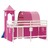 Cama Alta para Criança com Torre 90x200 cm Pinho Maciço Rosa