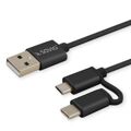 Cabo USB para Micro USB e USB C Savio CL-128 Preto 1 M