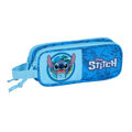 Bolsa Escolar Stitch Fecho de Correr Duplo Azul 21 X 8 X 6 cm
