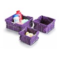 Conjunto de Caixas de Organização Empilháveis Violeta Algodão (3 Peças)