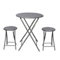 Conjunto de Mesa com 2 Cadeiras Redondo Metal Madeira Mdf (60 X 72 cm) Cinzento