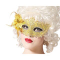 Máscara com Plumas Dourado 20 X 10 cm