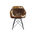 Cadeira de Sala de Jantar Dkd Home Decor Castanho Pele Metal (61 X 53 X 81.5 cm)
