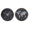 Relógio de Parede Dkd Home Decor Alumínio Cristal Mapa do Mundo (2 Pcs) (30 X 4.3 X 30 cm)