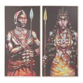 Pintura Dkd Home Decor Tela Africano (2 Pcs) (60 X 5 X 120 cm)